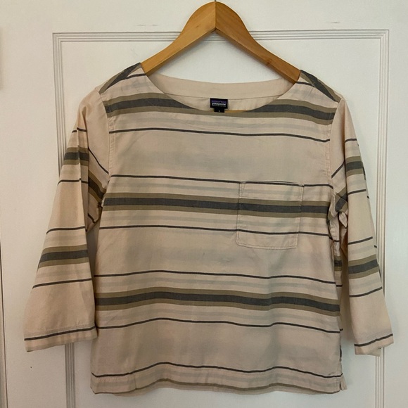Patagonia Tops - Patagonia Linen Boat Neck 3/4 length sleeves size small